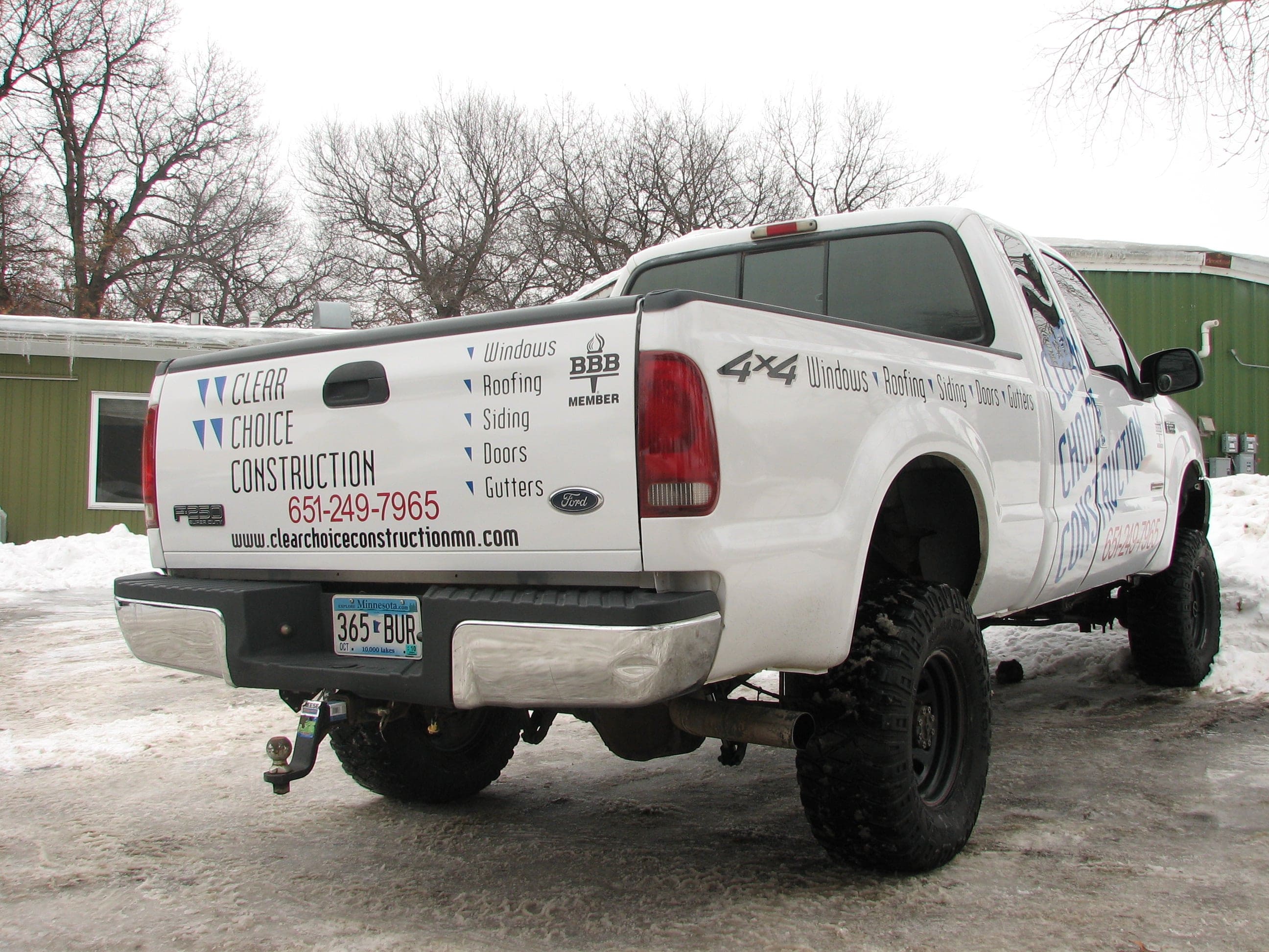 Truck using reflective decals to advertise