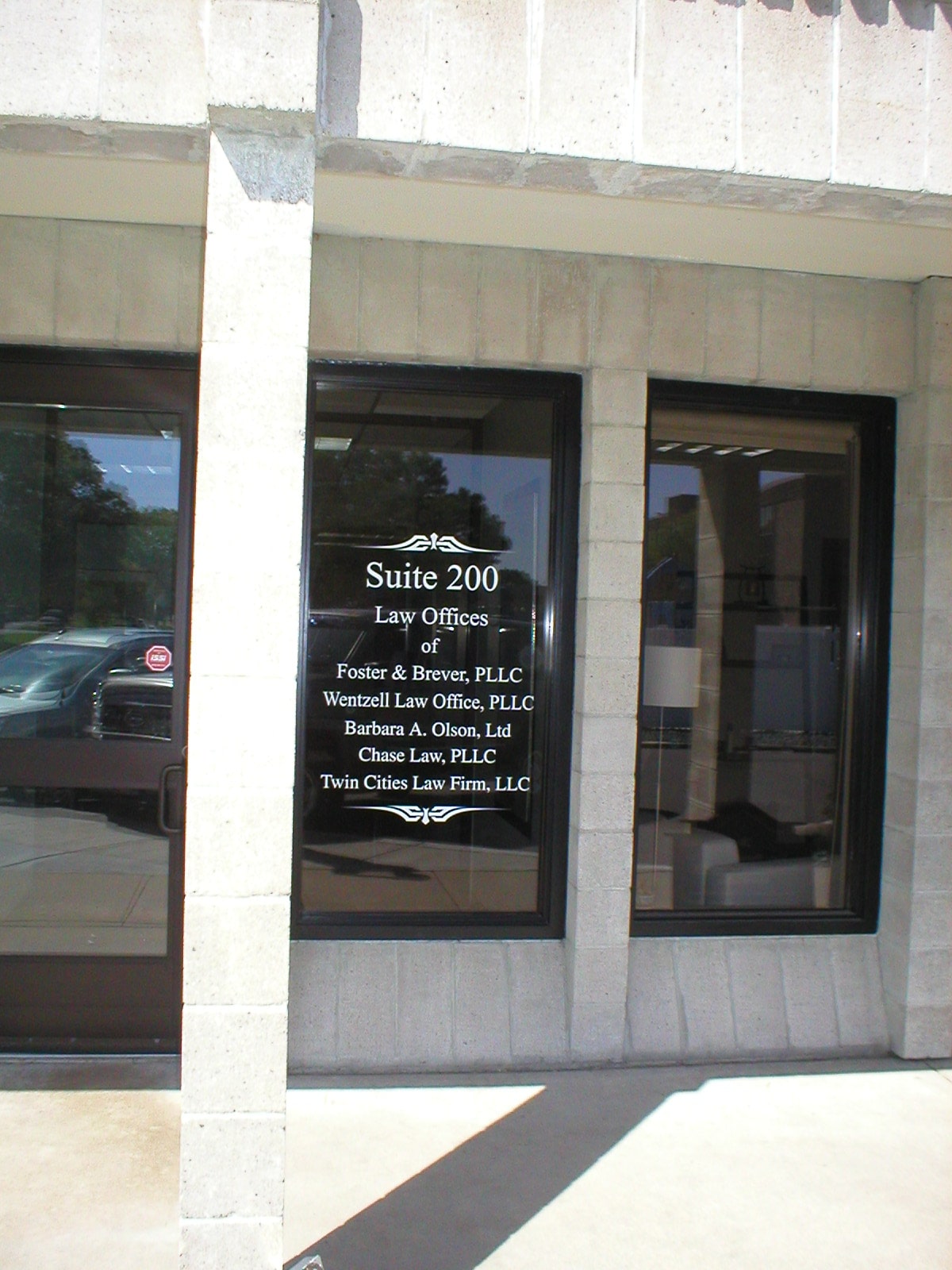 Reflective Lettering on the Window of a business